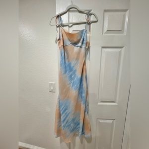 Cowl neck tie dye dress midi